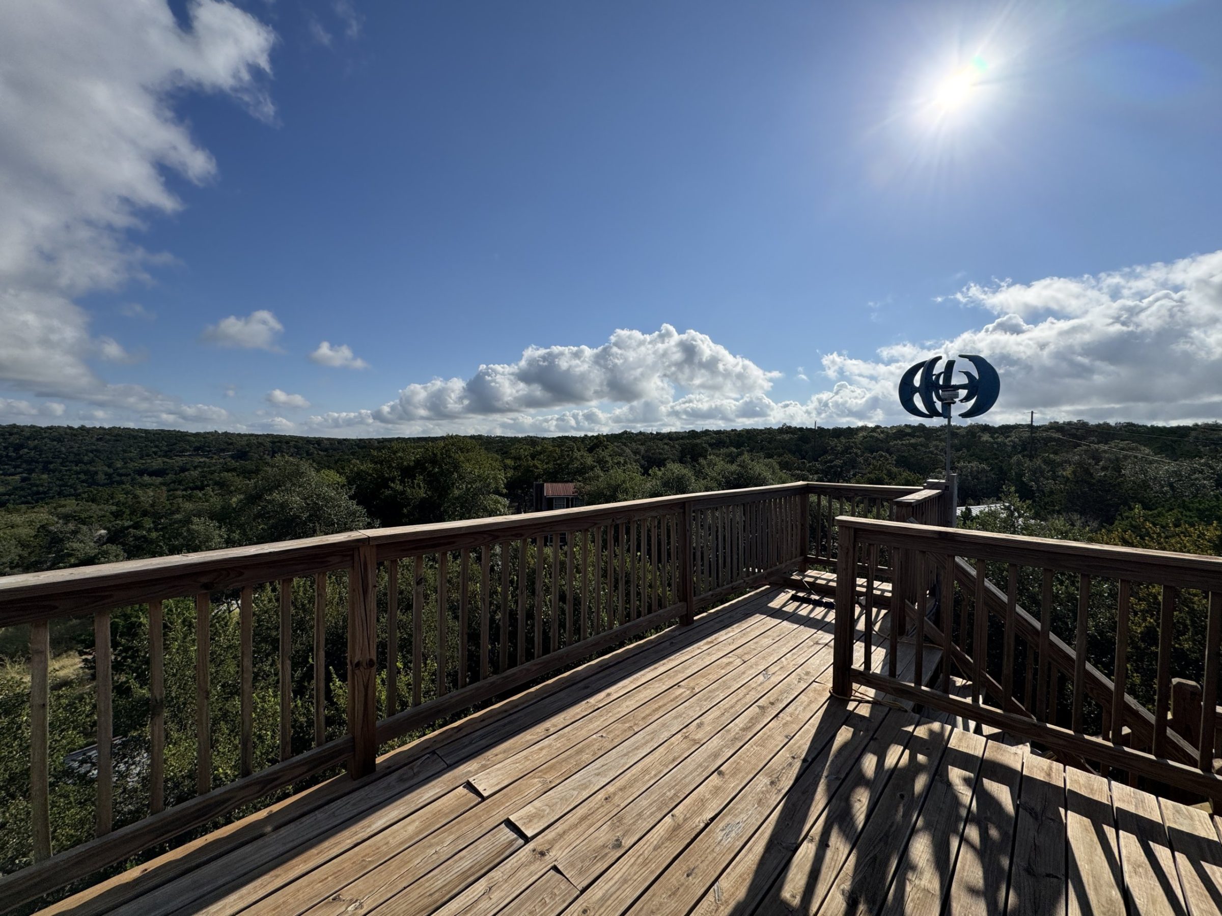 The rooftop deck view over the Hill Country