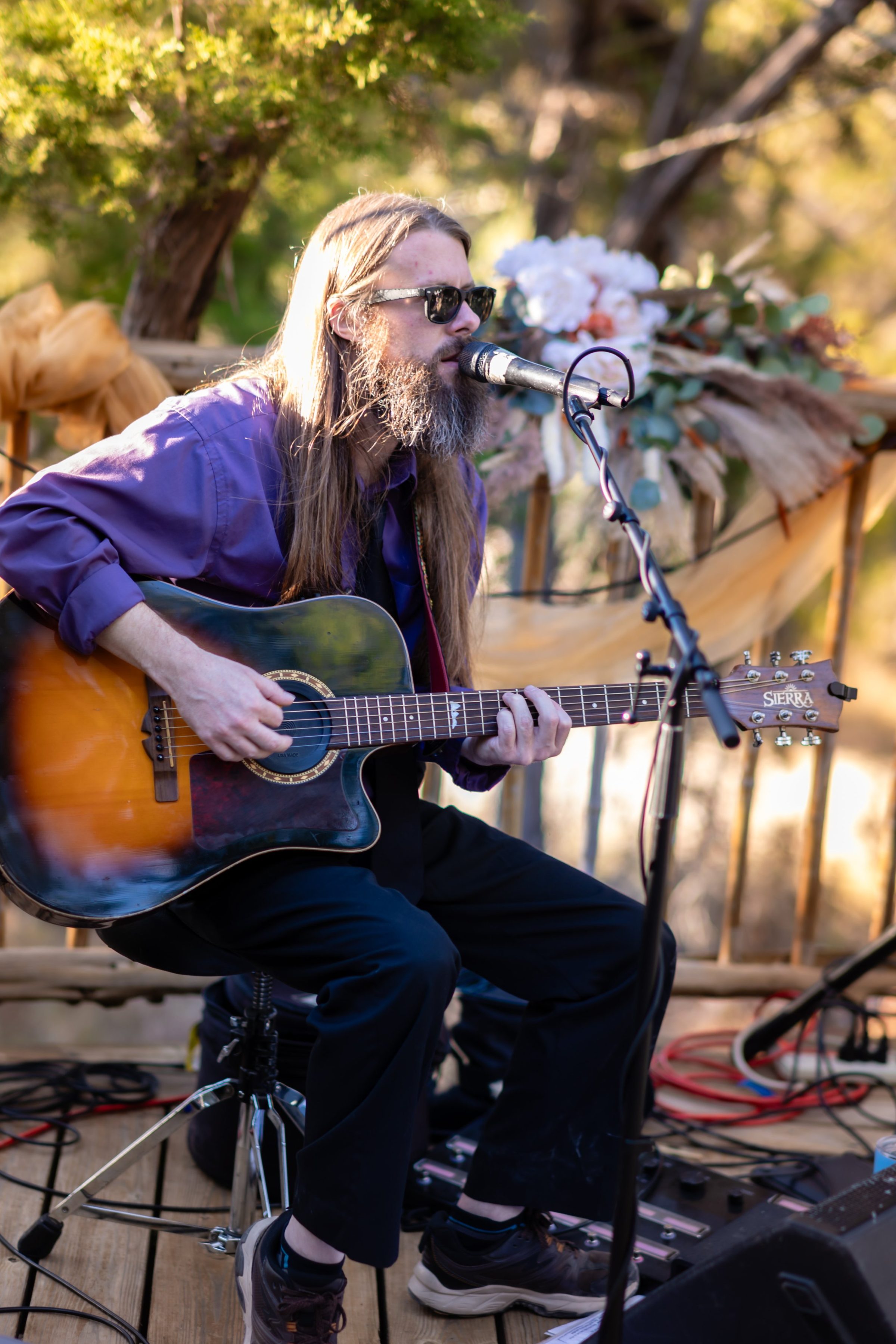 Live ceremony music on the deck outside the pyramid